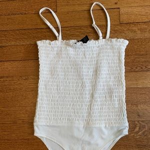 White ribbed body suit